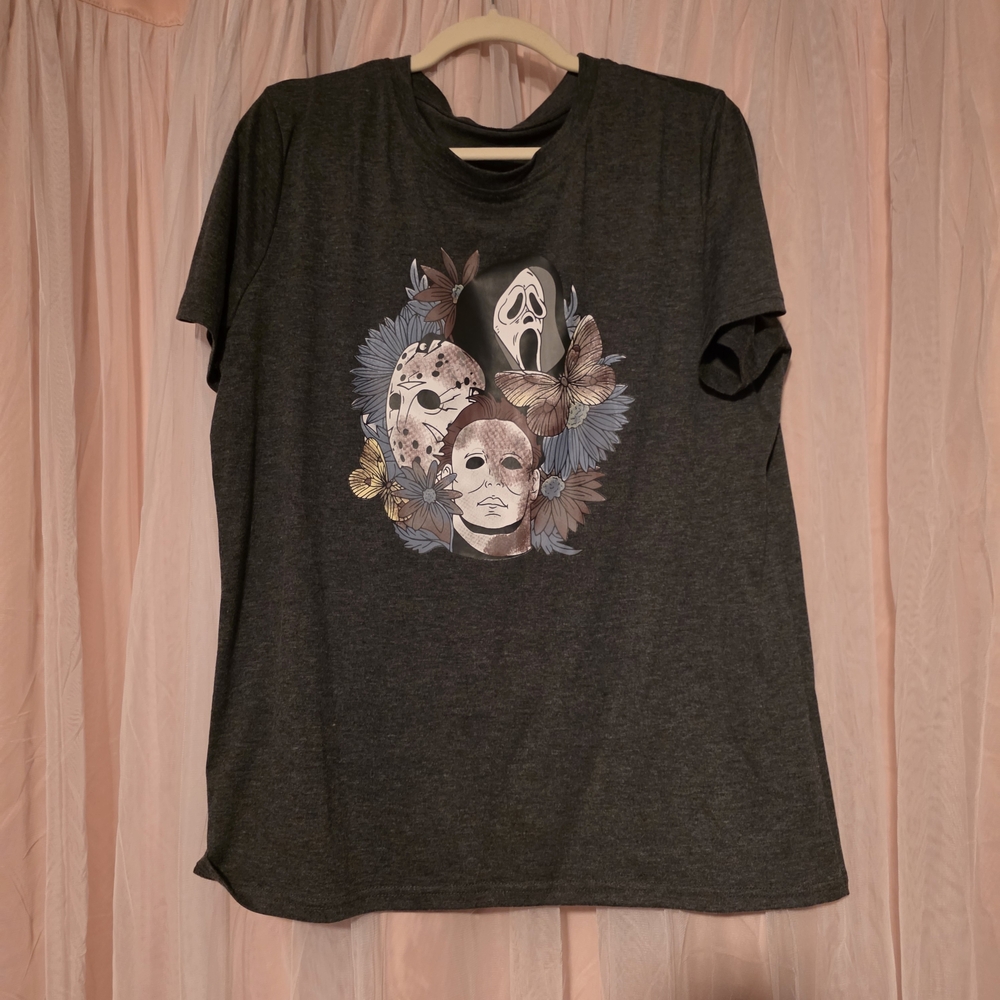 Charcoal Graphic Horror Mask Tee XL